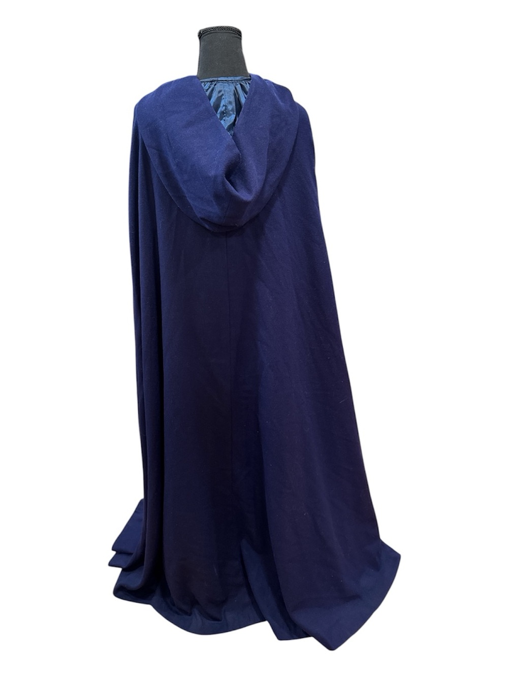 Vintage Navy Blue Heavyweight Hooded Cloak  Cape Full Circle Cut, Satin Lined - Picture 6 of 10